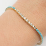 Load image into Gallery viewer, 14k Solid Gold Diamond and Turquoise Tennis Bracelet