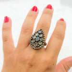 Load image into Gallery viewer, DR027. Diamond Sterling Silver Drop Ring