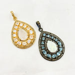 Load image into Gallery viewer, DSP068. Diamond Silver Gemstone Drop Pendant
