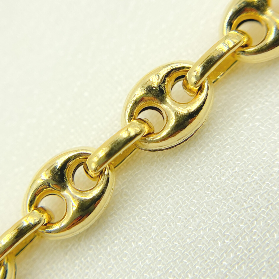 V24GP. Gold Plated Sterling Silver Puff Marina Link Chain
