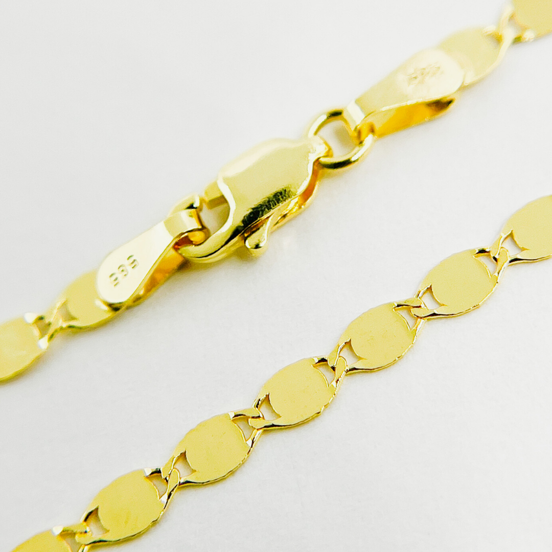14K Solid Gold Diamond Cut Marina Chain