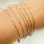 Load image into Gallery viewer, Rose Gold Plated Sterling Silver Satellite Diamond Cut Tube Chain