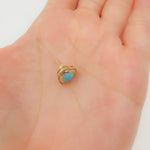 Load image into Gallery viewer, Shop 14K Solid Yellow Gold Diamond and Turquoise Heart Stud Earring