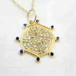 Load image into Gallery viewer, GDP560. 14k Solid Gold Diamond and Gemstone Octagon Charm