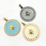 Load image into Gallery viewer, Sterling Silver Round Enamel Pendant with Gemstone