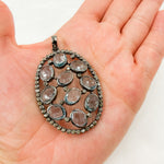 Load image into Gallery viewer, DSP018. Diamond Sterling Silver Oval Pendant With Gemstone