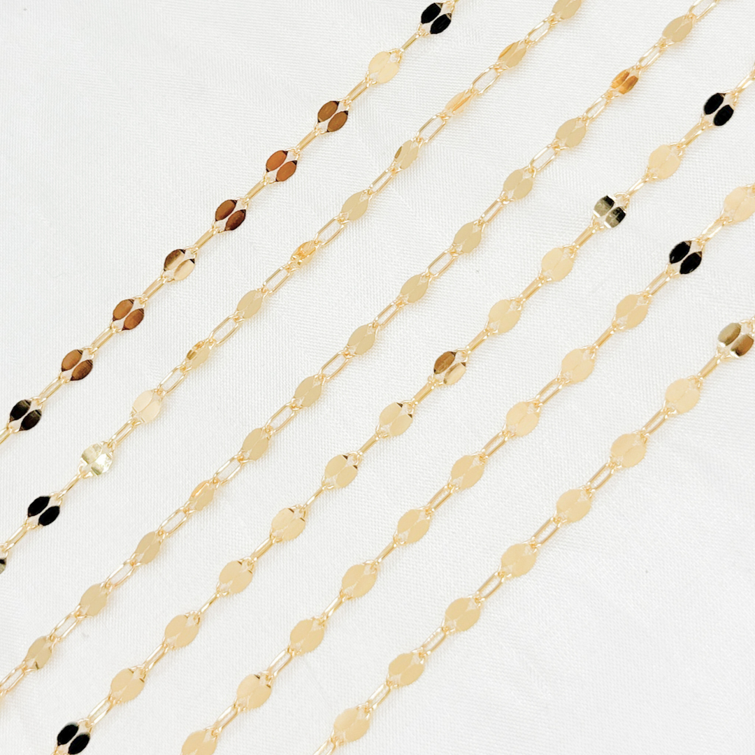 V234GF. 14k Gold Filled Flat Marina & Cable Link Chain
