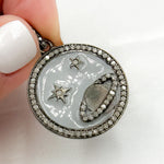 Load image into Gallery viewer, Sterling Silver Round Planet and Star Enamel Pendants