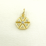 Load image into Gallery viewer, 14K Solid Gold Diamond Hexagon Charm. GDP259