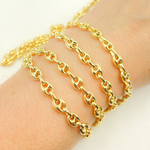 Load image into Gallery viewer, V24GP. Gold Plated Sterling Silver Puff Marina Link Chain