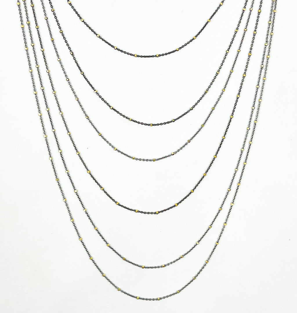 Necklace Cable Oxidized Gold & Silver Chain with cubes. Z36GB1FNecklace