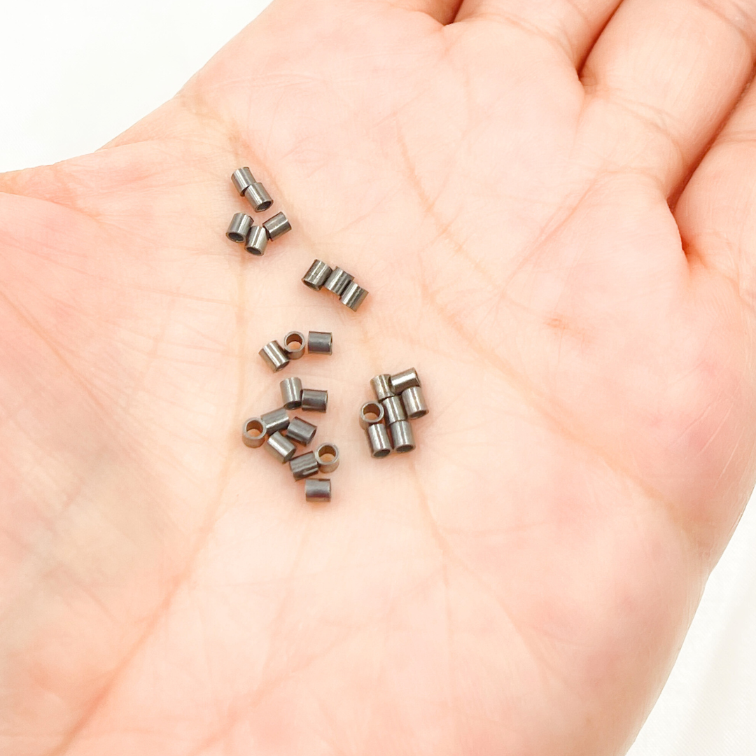 Black Rhodium Sterling Silver Crimp Tube