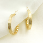 Load image into Gallery viewer, GER89. 14K Gold Diamond Cut Hollow Hoop Earrings with Texture