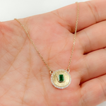 Load image into Gallery viewer, CN96236EM. 14k Solid Gold Emerald and Diamond Charm Necklace