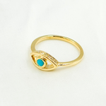 Load image into Gallery viewer, 14K Solid Gold Diamond and Turquoise Eye Ring
