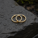 Load image into Gallery viewer, GER63. 14K Solid Gold Textured Flat Hollow Round Hoop Earrings