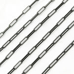 Load image into Gallery viewer, V124BRM. Black Rhodium Matt 925 Sterling Silver Flat Paperclip Chain