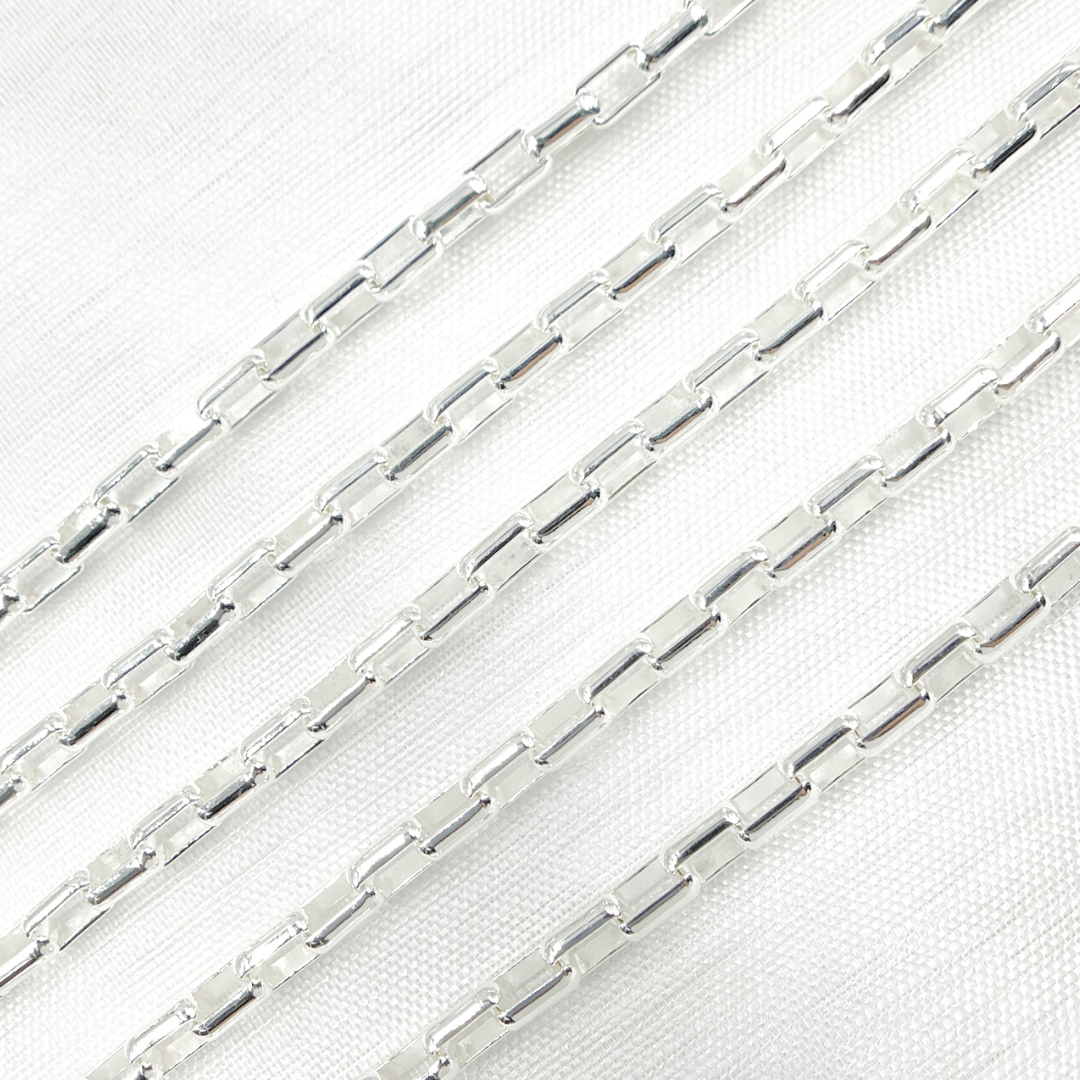 501. Sterling Silver Round Smooth Rectangle Link Chain