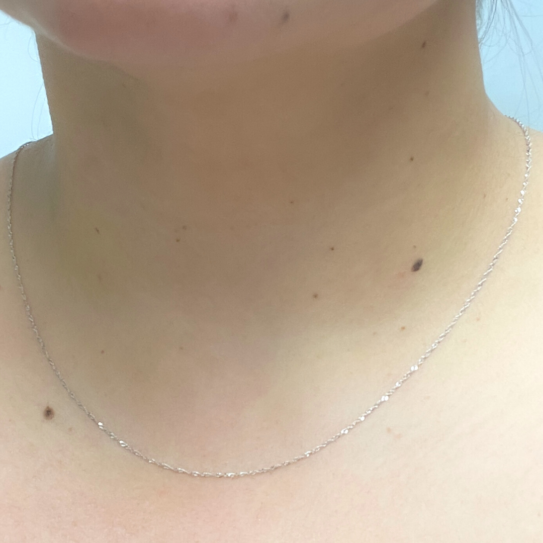 14K Solid White Gold Singapore Chain