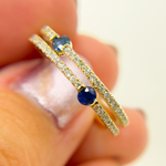 Load image into Gallery viewer, 14K Solid Gold Diamond & Blue Sapphire Ring.