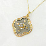 Load image into Gallery viewer, KSG56. 14k Solid Gold and Sterling Silver Black Rhodium Clover Charm
