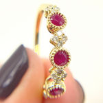 Load image into Gallery viewer, 14K Solid Yellow Gold Diamond and Ruby Ring.