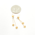 Load image into Gallery viewer, EFB51702. 14K Solid Gold and Diamonds Hearts Dangle Earrings