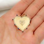 Load image into Gallery viewer, 14K Solid Gold Heart Charm with Diamonds and Gemstones. CGDP23