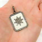 Load image into Gallery viewer, Diamond Sterling Silver Rectangle Star Enamel Pendant