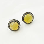 Load image into Gallery viewer, DE043. Diamond Silver Gemstone Round Studs