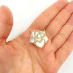 Load image into Gallery viewer, 14K Solid Gold Diamonds and Mother of Pearl Flower Charm. KG121