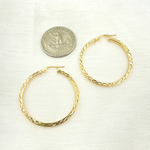 Load image into Gallery viewer, GER164. 14K Solid Gold Hollow Flat Diamond Cut Hoop