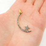 Load image into Gallery viewer, DP491. Diamond Sterling Silver Moon and Star Pendant