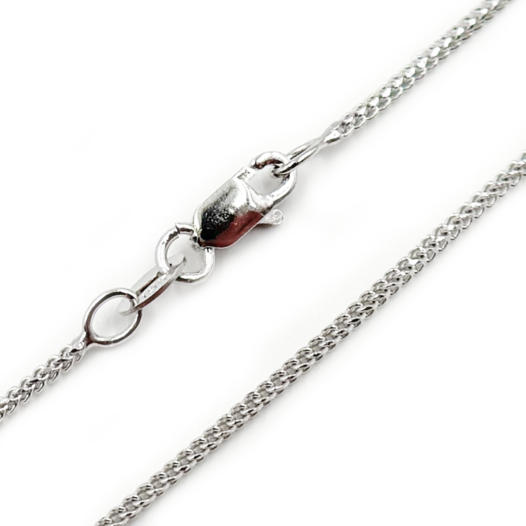 14K Solid White Gold Wheat Chain