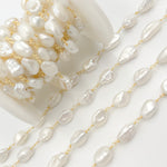 Load image into Gallery viewer, Shop Gold Plated Wire Nugget Freshwater Pearl Chain