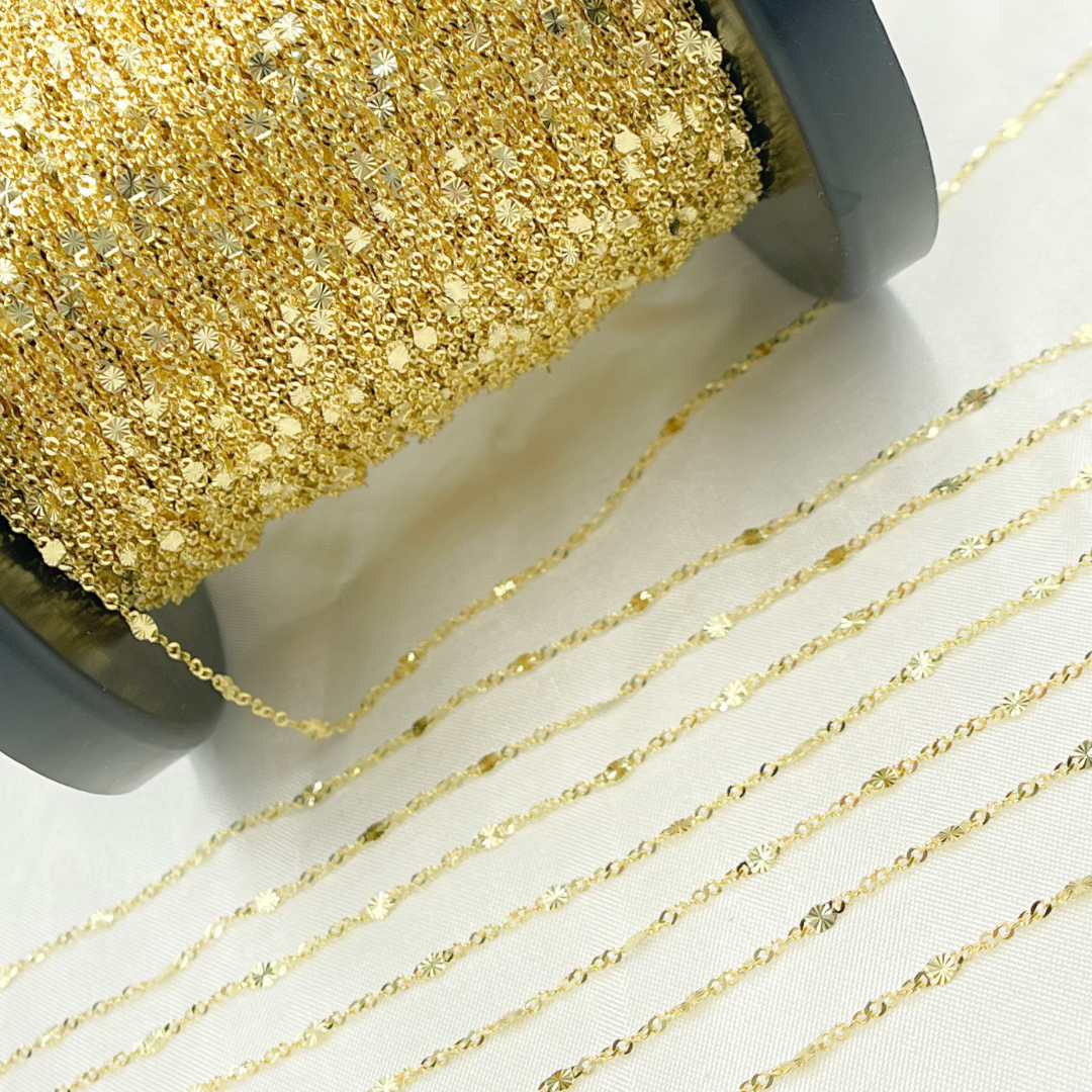 14k Solid Gold Singapore Chain & Diamond Cut Oval Link Chain