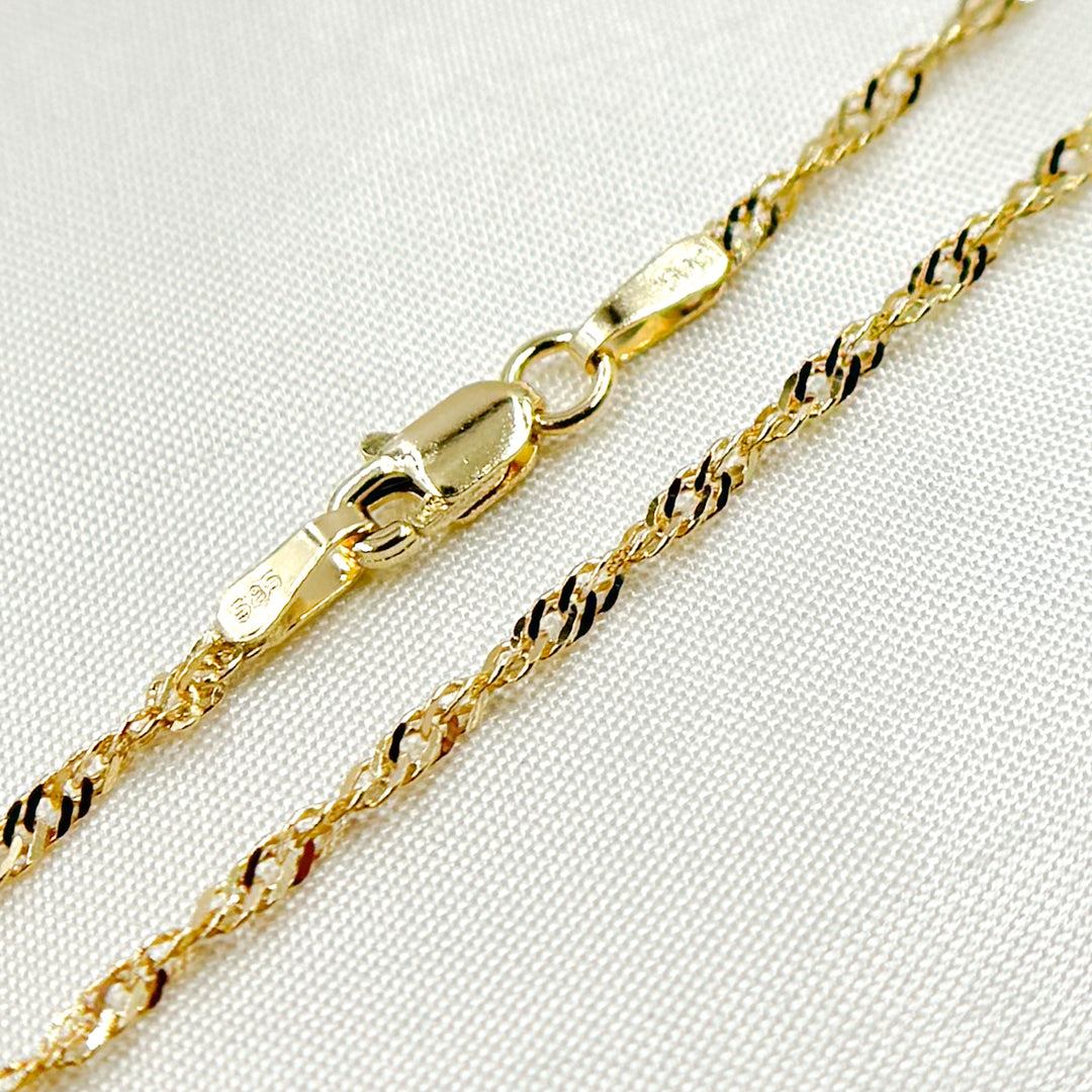14K Solid Gold Wheat Chain