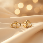 Load image into Gallery viewer, EFA50694. 14K Solid Gold and Diamonds 2 Heart Earrings
