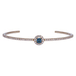 Load image into Gallery viewer, BNJ68619B. 14K Gold Blue & White Diamond Elegant Open Bangle