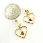 Load image into Gallery viewer, GER115. 14K Gold Dangle Earring with Two Hearts