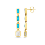 Load image into Gallery viewer, EFI51973TQ. 14k Solid Gold Diamond and Turquoise Dangle Earrings