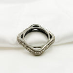 Load image into Gallery viewer, DE01. Diamond Black Rhodium Sterling Silver Square Ring
