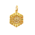 Load image into Gallery viewer, 14K Solid Gold Charm Hexagonal Pendant with Diamonds. GDP138