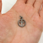 Load image into Gallery viewer, DC328. Diamond Sterling Silver Round Cross Charm