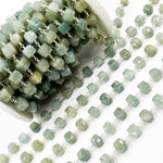 Load image into Gallery viewer, Milky Aquamarine Cube Faceted Sterling Silver Wire Chain