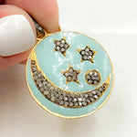 Load image into Gallery viewer, Buy Now Silver Round Moon and Star Pendants