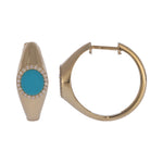Load image into Gallery viewer, DER04116TQ. 14K Solid Gold Turquoise and Diamond Hoops