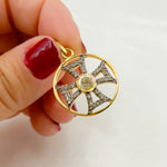 Load image into Gallery viewer, DP457. Diamond Sterling Silver Round Cross Pendant with Polki Diamond