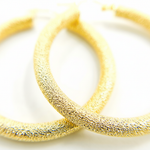 Load image into Gallery viewer, GER52. 14K Solid Gold Textured Hollow Hoop Earrings – Classic Round Hoops