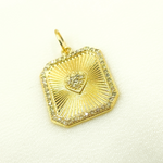 Load image into Gallery viewer, 14K Solid Gold Diamond Rectangle Charm. GDP237